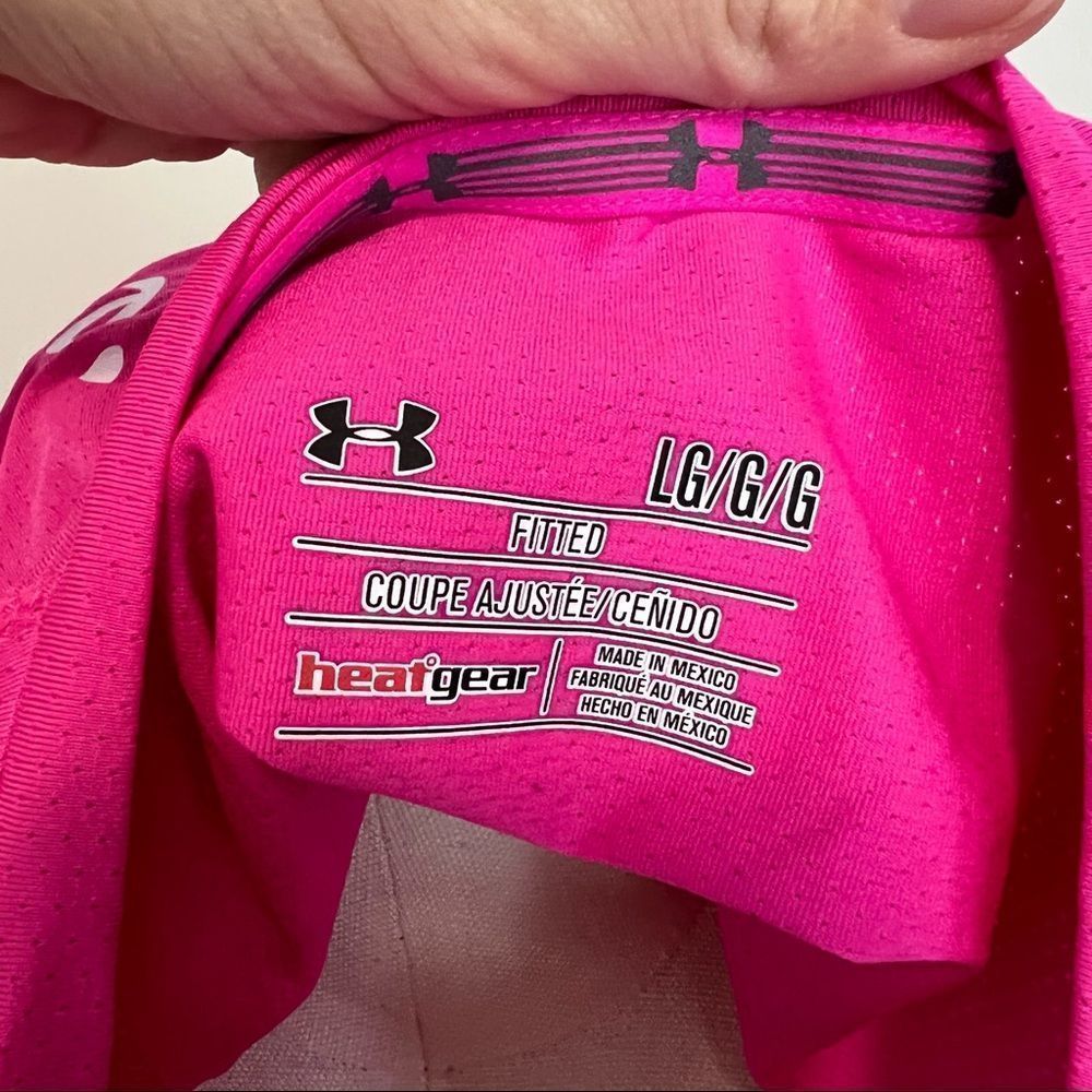 NWT Under Armour Heat Gear V-Neck T-Shirt Hot Pink Carpe Diem Graphic - Picture 10 of 10